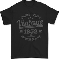 Vintage Year 73rd Birthday 1952 Mens T-Shirt 100 Cotton Black