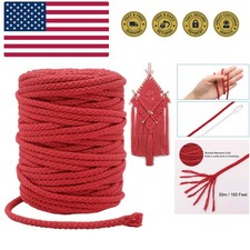 Braided Cotton Cord, 165 Feet 5mm Wide Cotton Macrame Rope for Plant Hangers ...