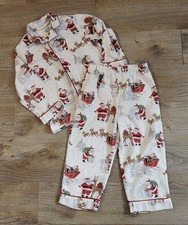 Pottery Barn Heritage Santa Christmas Flannel Pajama Pant Set, Youth Size 4