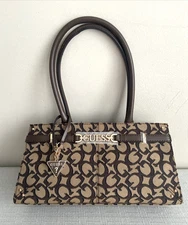 NEW Guess  Satchel Shoulder top Handbag Logo Brown/Beige
