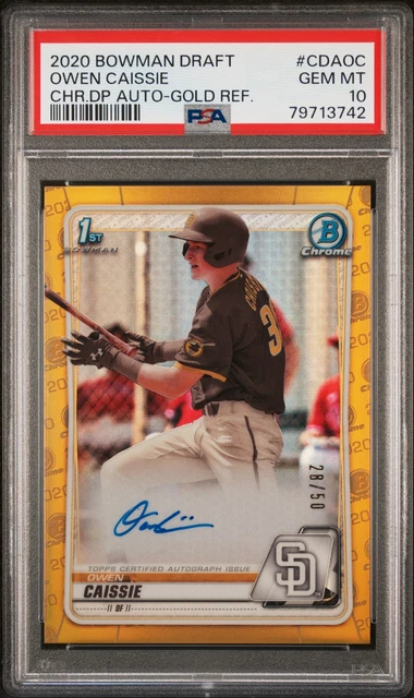 2020 BOWMAN DRAFT CHROME DRAFT PICKS AUTOS #CDAOC OWEN CAISSIE 28/50 PSA 10 AUTO