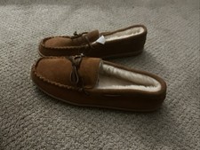Brown Leather Fluffy Slippers