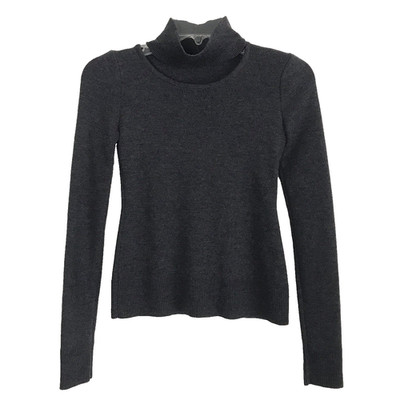Monse Womens Charcoal Gray Merino Wool Cutout Turtleneck Sweater XS Long Sleeve