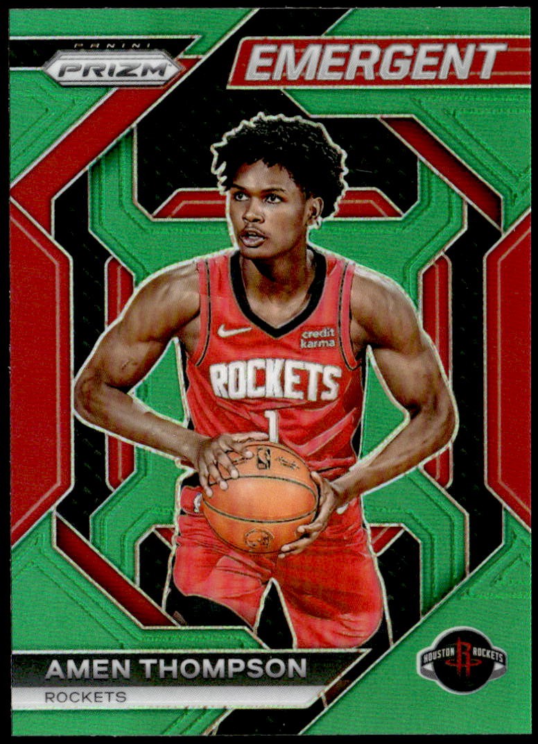 2023-24 Panini Prizm #13 Amen Thompson Emergent Prizms Green Rookie E1