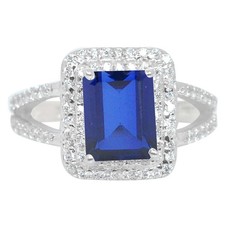 Białe złoto 585 z 1,90Kt Naturalny niebieski tanzanit IGI Certyfikowany pierścionek z diamentem