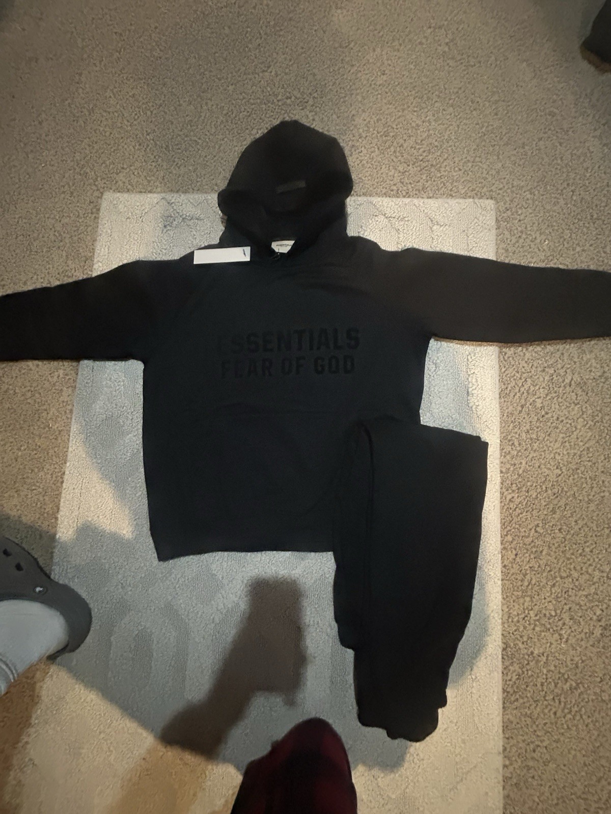 ESSENTIALS Fear of God Black Tracksuit Set Hoodie & Sweatpants Size S