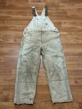 Vintage Men's 36x28 Carhartt Overall Distressed Quilt Lined Zip Leg R02 BRN