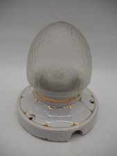 Porzellan Lampe Weiss / Gold mit Schraubglas - Deckenlampe - H 18 cm / Ø 17,5 cm