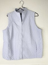 Eileen Fisher Quilted Silk Zip Up Vest Womens XL Pale Periwinkle Quiet Luxury