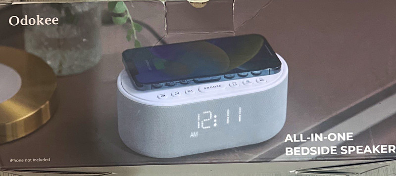 Odokee UE268 Bedside Speaker w/ Phone Dock, Wireless & USB Charging Gray