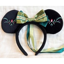 Disney Parks Frozen Anna Fantasy Springs Green Minnie Ear Disneyland Headband