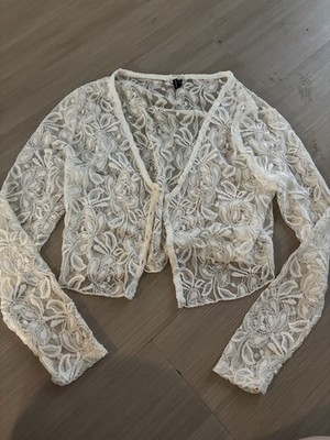 Windsor Lace Layering Piece Cardigan Women Small Button Up White Cute Aesthetic