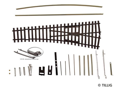 Tillig TT 83435 EW1 Bausatz rechts, Abzweig 15°, Radius 353, Länge 129,5 mm (alt | Zustand: Neu
