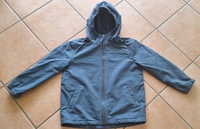 hessnatur Übergangsjacke Gr. 134/140 Bio Baumwolle, Softshelljacke, Blau, Unisex