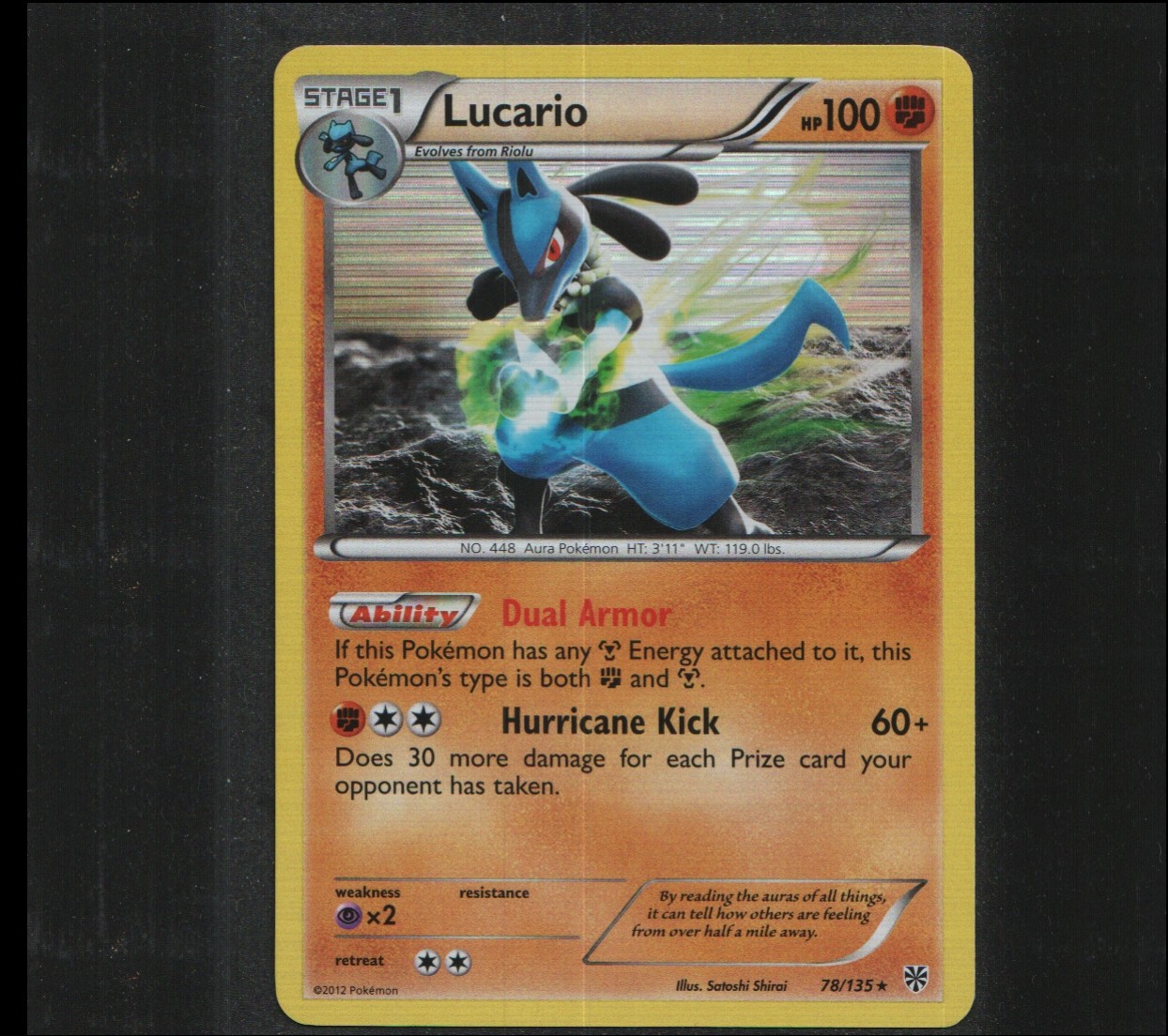 Lucario (78) Holo Holo Rare Plasma Storm 78/135 LP Satoshi Shirai