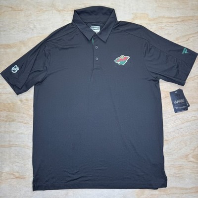 NEW Minnesota Wild Fanatics Black Authentic Pro Rink Raglan Polo Mens XL