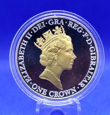 QEII 90th Birthday Third Portrait 2016 Gibraltar Silver Plated One Crown Coin