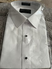 COUTURE 1910 NO PLEAT WHITE LAYDOWN MEN'S TUXEDO SHIRT XL 17-17 1/2 34-35
