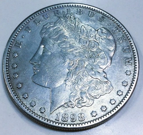 1898 Morgan Silver Dollar San Francisco Mint Circulated 0.9 Fineness $1 Coin