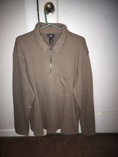 H&M Mens Quarter Zip Sweatshirt . Beige XL
