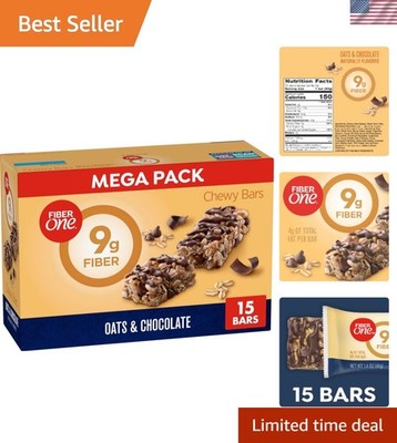 Oats & Chocolate Chewy Bars - Mega Pack 15 Ct, Delicious High Fiber Treats