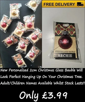 HISTORY & HERALDRY LTD New Children/Adult Personalised Small 2cm Hanging Christmas Tree Bauble Ornament