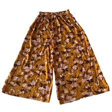 Womens American Eagle Outfitters Small Pumpkin Orange Floral Wide Leg Crop Pants