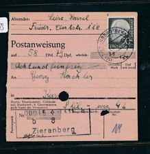 117423) Heu&szlig; Postanweisung 1955 ab Zierenberg nach Kassel 1
