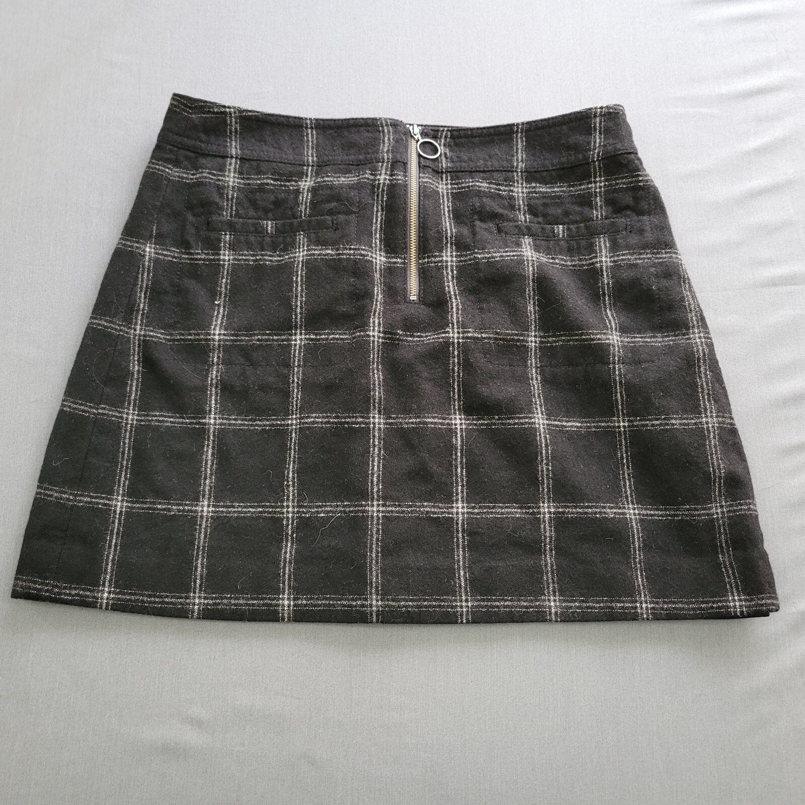 Madewell Skirt Womens Size 4 Wool A Line Short Zip Lined Pockets Check Black