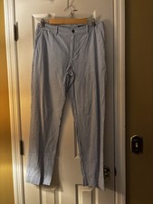 EUC Boys 20 POLO Ralph Lauren Blue  White Stripe Seersucker Flat Front Pants