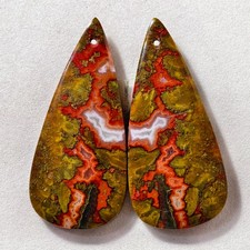 53 Cts Natural Seam Agate Drilled Match Pair Cabochon Gemstone 42x19.3 MM