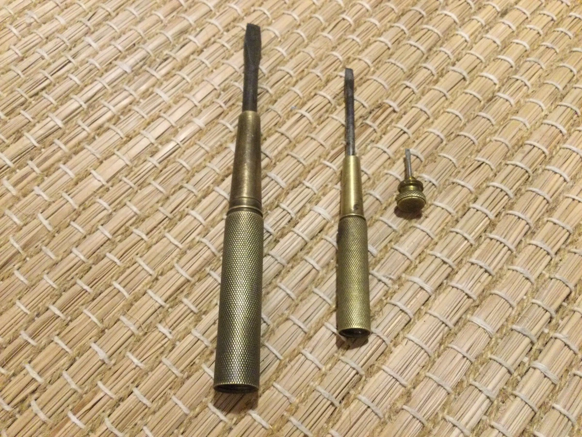 Vintage Brass Screwdrivers 1 With Nesting Screwdriver 2nd Missing End