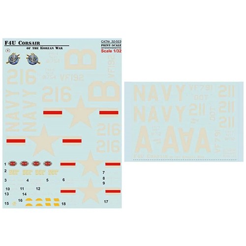 Decal for airplane 1:32 F4U Corsair The complete set 1,5 leaf Print Scale 32-023 - Bild 15 von 24