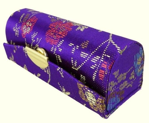Retro Brocade Embroidered Flower Design Mirror Lipstick Case Holder Box Accessor - Picture 51 of 106