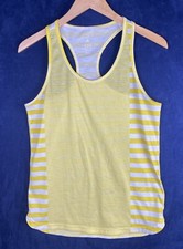 Adidas Women  s Tank Top Sz S. Yellow /White Striped Work Out Activewear