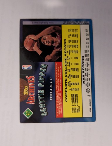 SCOTTIE PIPPEN 1993 TOPPS ARCHIVES CARD #97 CHICAGO BULLS - Picture 2 of 2