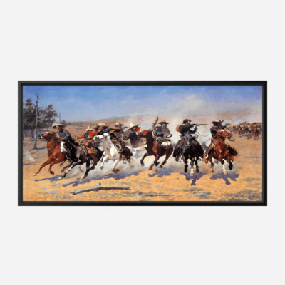 Frederic Remington - A Dash for the Timber - Western Art Print Paper or Canvas