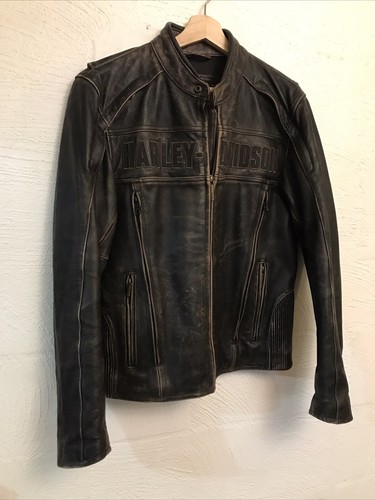 Harley Davidson Riding GearGenuine Brown Distressed Cowhide Leather Jacket S - Picture 2 of 15