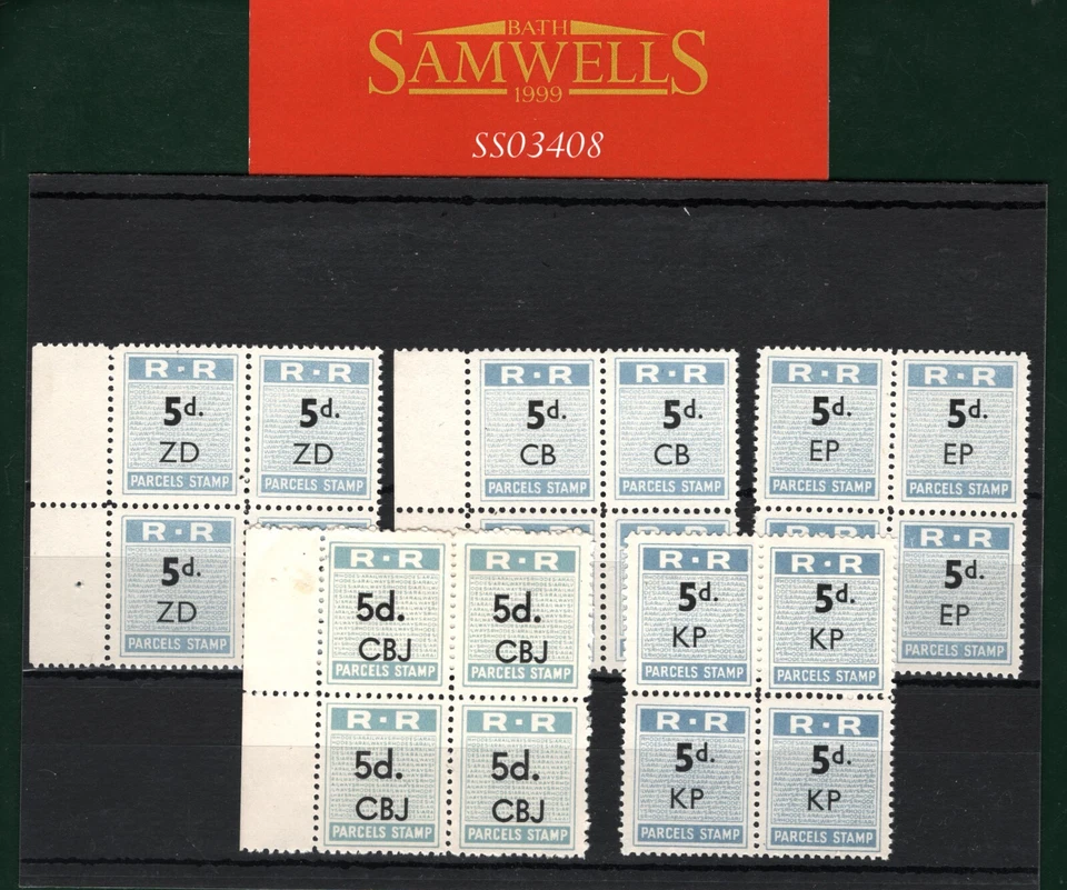 RHODESIA RAILWAYS 5d paquetes 5 bloques de 4 ZD CB EP KP CBJ sobreimpresiones UMM SS3408 Foto 3 de 4