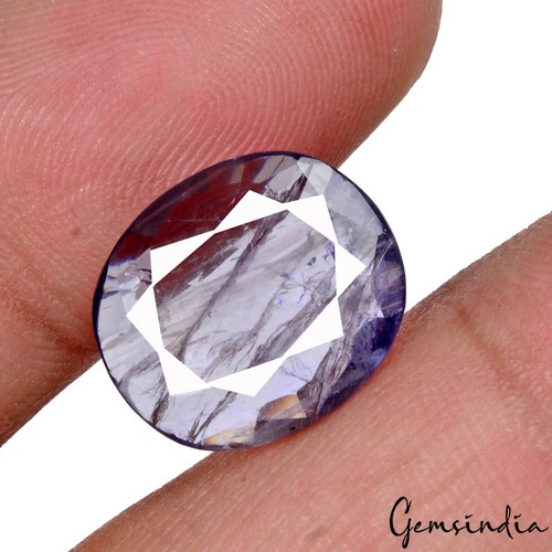6.00 Ct Natural Blue Iolite Oval Faceted Cut Loose Ring Size Untreated Gemstone - Picture 2 of 6