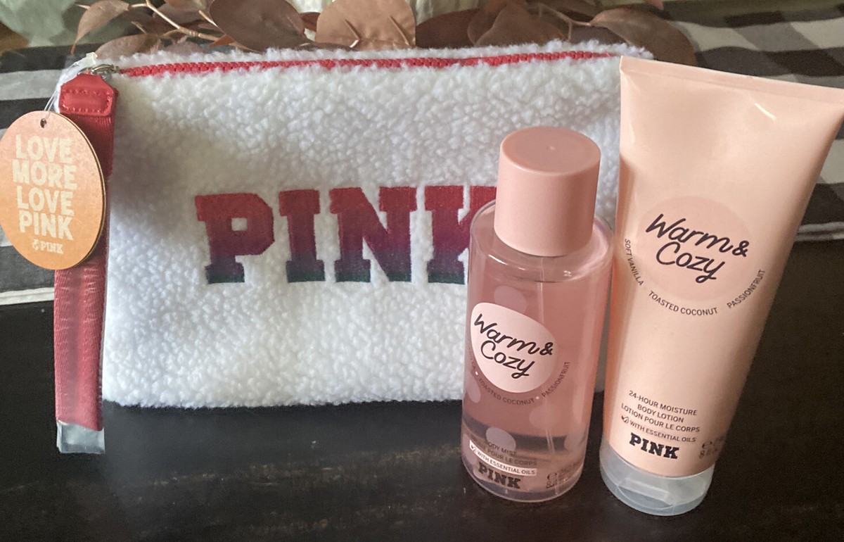 VICTORIA'S SECRET PINK WARM & COZY 3 PC SET Full Size BODY MIST