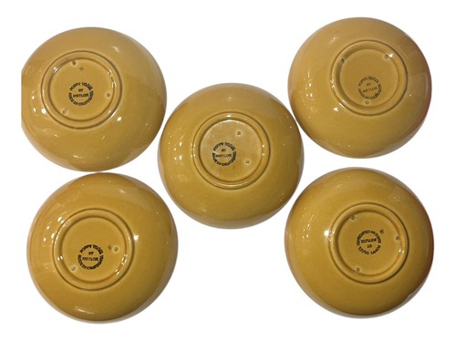 Vintage Metlox Set of 5 Poppytrail California Dahlia Gold Coupe Bowls, 6 7/8” - Picture 2 of 3
