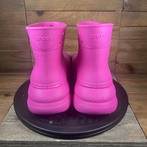 Crocs Womens Sz 6 Classic Crush 6" hi-top Hot Pink Pull On Boots Platform - Picture 4 of 10