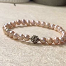 Pulsera de perlas cultivadas clásica genuina con broche de cristal magnético perlas rubor