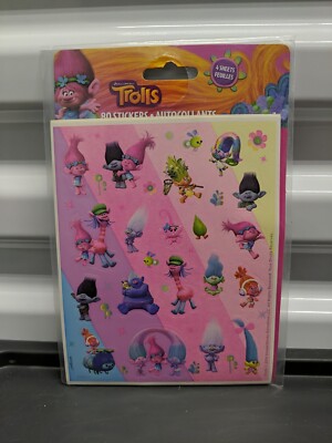 Trolls 80 Stickers 4 Sheets New 2016 DreamWorks Poppy Branch