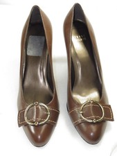 Rare NWOB STUART WEITZMAN pumps brown buckle accent leather Size 8M slide  475