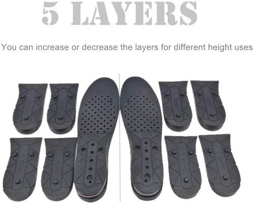 Unisex Height Increase Insoles 11cm PVC Breathable Shoes Lift Insole Men Women - Picture 7 of 9