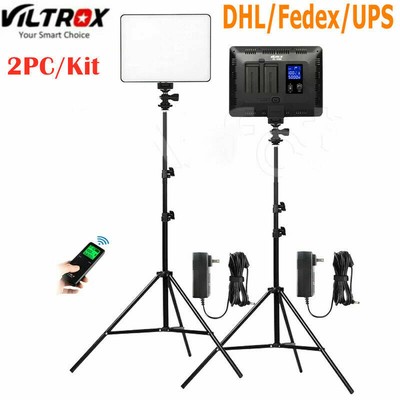 2PCS VILTROX VL-200 Bi-Color 3300K-5600K Led video Light Panel Remote Stand Kit 