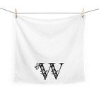 Personalized Floral Letter W, 28 Inch Square Tea Towel, Cute Kitchen Decor Gift