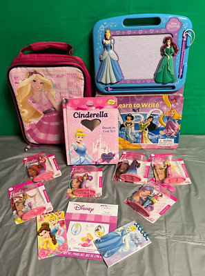 Barbie & Disney Princes lot of learn to write, NEW micro figures & board book/CD